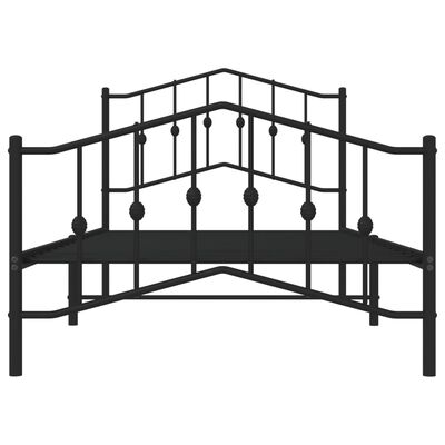 vidaXL Metal Bed Frame without Mattress with Footboard Black 39.4"x74.8"