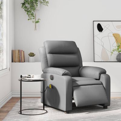 vidaXL Electric Massage Recliner Chair Gray Faux Leather