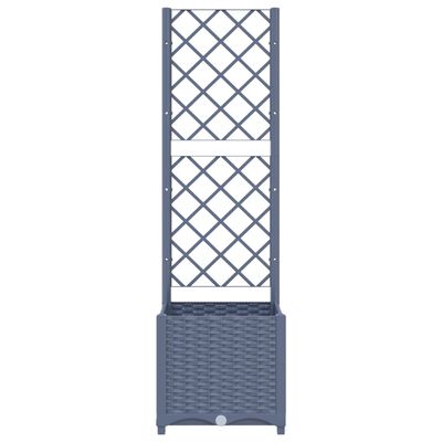 vidaXL Garden Planter with Trellis Dark Gray 15.7"x15.7"x53.5" PP