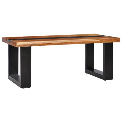 vidaXL Coffee Table 39.3"x19.6"x15.7" Solid Teak Wood and Polyresin