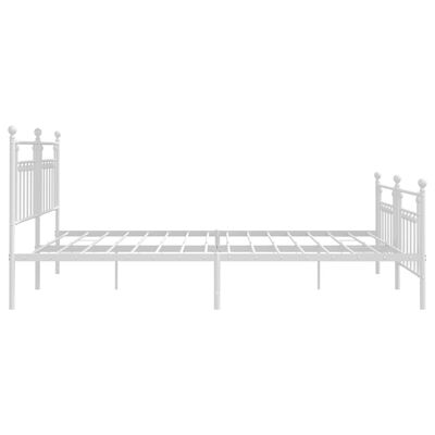 vidaXL Metal Bed Frame without Mattress with Footboard White 76"x79.9"