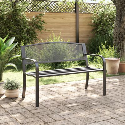 vidaXL Patio Bench 46.9" Black Steel