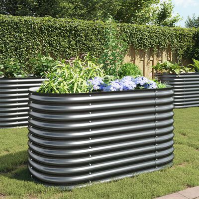 vidaXL Garden Raised Bed 63"x31.5"x31.9" Galvanized Steel Gray