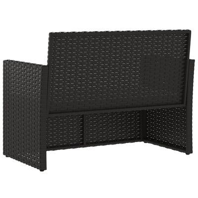 vidaXL Patio Bench with Cushions Black 41.3" Poly Rattan