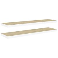 vidaXL Floating Wall Shelves 2 pcs Oak and White 35.4"x9.3"x1.5" MDF