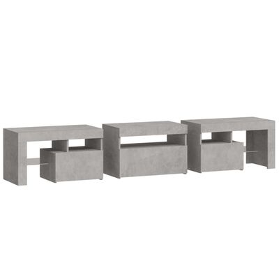 vidaXL TV Stand with LED Lights Concrete Gray 78.7"x14.4"x15.7"