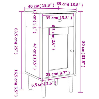 vidaXL Bedside Cabinet SENJA Rattan Look Black 15.7"x13.8"x31.5" Solid Wood Pine