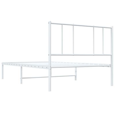 vidaXL Metal Bed Frame without Mattress with Headboard White 39.4"x74.8"