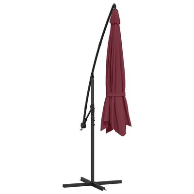 vidaXL Cantilever Garden Parasol with Aluminum Pole 137.8" Bordeaux Red