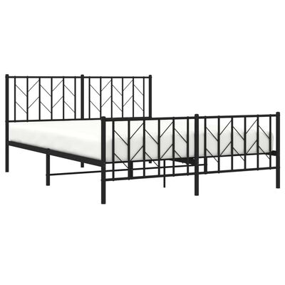 vidaXL Metal Bed Frame without Mattress with Footboard Black 59.1"x78.7"