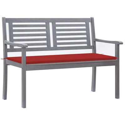 vidaXL 2-Seater Patio Bench with Cushion 47.2" Gray Eucalyptus Wood