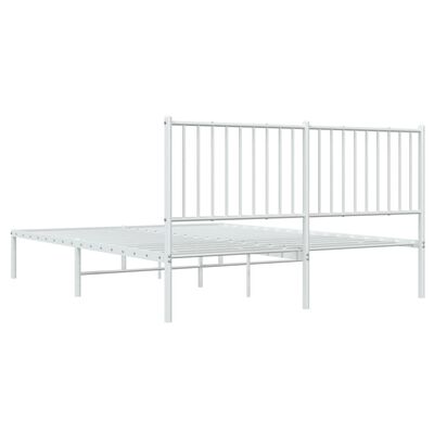 vidaXL Metal Bed Frame without Mattress with Headboard White 59.1"x78.7"