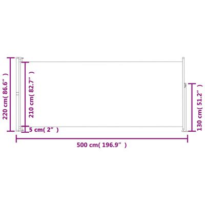 vidaXL Patio Retractable Side Awning 86.6"x196.9" Black