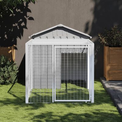 vidaXL Chicken Cage with Run Light Gray 46.1"x79.1"x48.4" Galvanized Steel