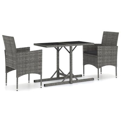 vidaXL 3 Piece Patio Dining Set Gray