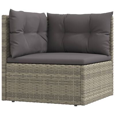 vidaXL 9 Piece Patio Lounge Set with Cushions Gray Poly Rattan