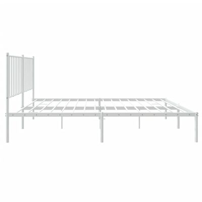 vidaXL Metal Bed Frame without Mattress with Headboard White 53.1"x74.8"