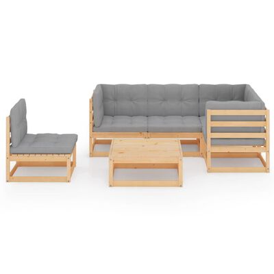 vidaXL 6 Piece Patio Lounge Set with Cushions Solid Wood Pine