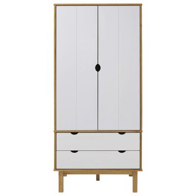 vidaXL Wardrobe OTTA Brown and White 30.1"x20.9"x67.7" Solid Wood Pine