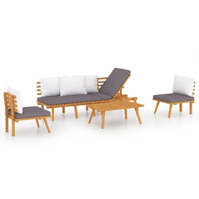 vidaXL 4 Piece Patio Lounge Set with Cushions Solid Acacia Wood