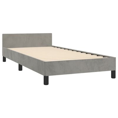 vidaXL Bed Frame with Headboard Light Gray 39.4"x79.9" Twin XL Velvet