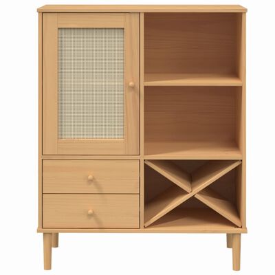 vidaXL Highboard SENJA Rattan Look Brown 35.4"x15.7"x44.1" Solid Wood Pine