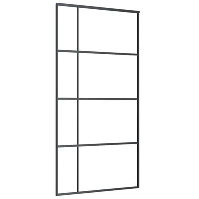 vidaXL Sliding Door ESG Glass and Aluminum 40.4"x80.7" Black