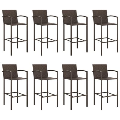 vidaXL 9 Piece Patio Bar Set Brown Poly Rattan