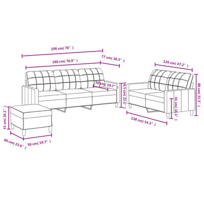 vidaXL 3 Piece Sofa Set with Cushions Dark Gray Fabric