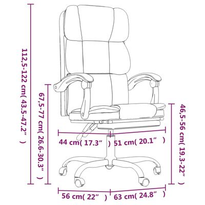 vidaXL Reclining Office Chair Gray Faux Leather