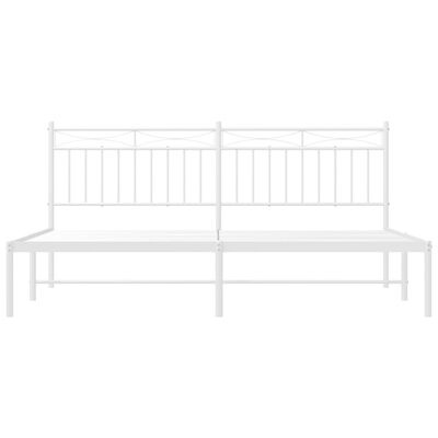 vidaXL Metal Bed Frame without Mattress with Headboard White 72"x83.9"