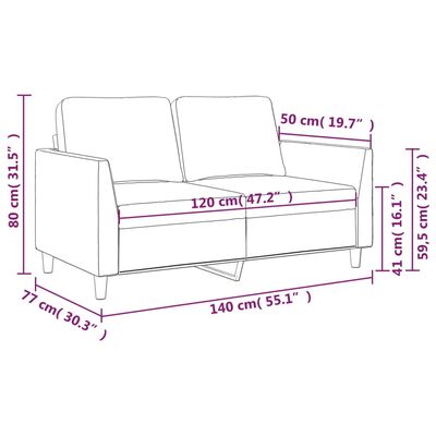 vidaXL 2-Seater Sofa Black 47.2" Faux Leather