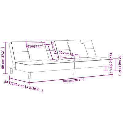 vidaXL 2-Seater Sofa Bed with Two Pillows Dark Green Velvet