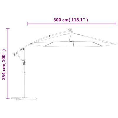 vidaXL Cantilever Garden Parasol with LED Lights and Steel Pole 118.1" Azure