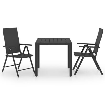 vidaXL 3 Piece Patio Dining Set Black