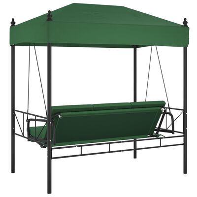 vidaXL Patio Swing Bench with Canopy Green Steel