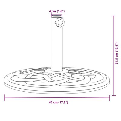 vidaXL Parasol Base for Ø1.5"/1.9" Poles 26.5 lb Round