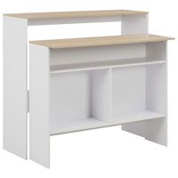 vidaXL Bar Table with 2 Table Tops White and Oak 51.2"x15.7"x47.2"