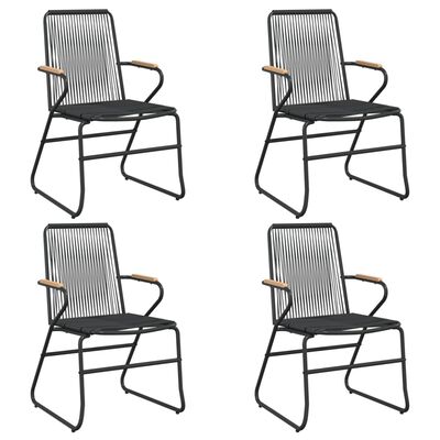 vidaXL Patio Chairs 4 pcs Black 22.8"x23.2"x33.7" PVC Rattan