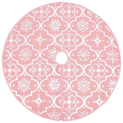 vidaXL Luxury Christmas Tree Skirt with Sock Pink 3 ft Fabric