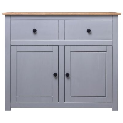 vidaXL Sideboard Gray 36.6"x15.7"x31.5" Solid Pinewood Panama Range