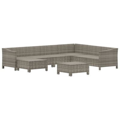 vidaXL 8 Piece Patio Lounge Set with Cushions Gray Poly Rattan