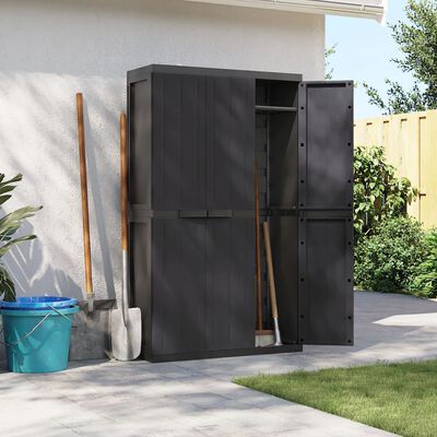 vidaXL Outdoor Storage Cabinet Black 38.2"x14.6"x65" PP