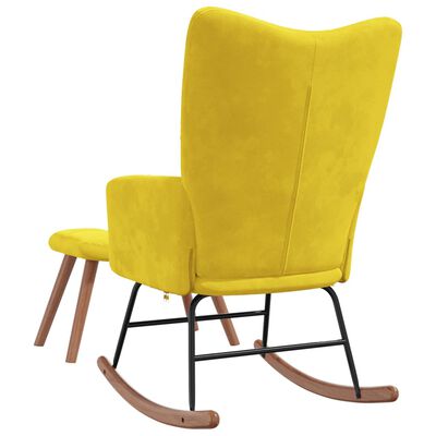 vidaXL Rocking Chair with a Stool Mustard Yellow Velvet