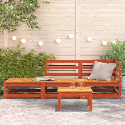 vidaXL Patio Sofa with Footstool 2-Seater Wax Brown Solid Wood Pine