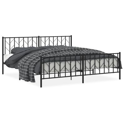 vidaXL Metal Bed Frame without Mattress with Footboard Black 76"x79.9"