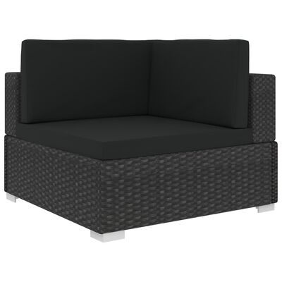 vidaXL Sectional Corner Chairs 2 pcs with Cushions Poly Rattan Black