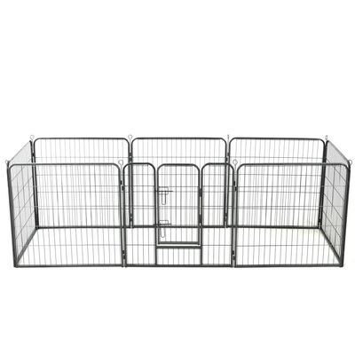 vidaXL Dog Playpen 8 Panels Steel 31.5"x31.5" Black