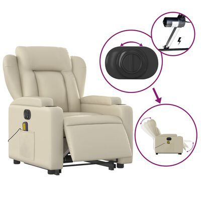 vidaXL Electric Stand up Massage Recliner Chair Cream Faux Leather