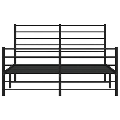 vidaXL Metal Bed Frame without Mattress with Footboard Black 53.1"x74.8"